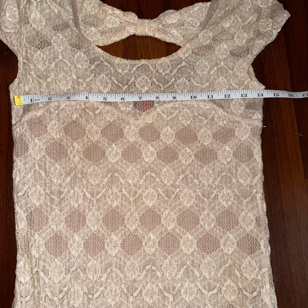 Free People Cream Lace Boho Mini Dress Size XS